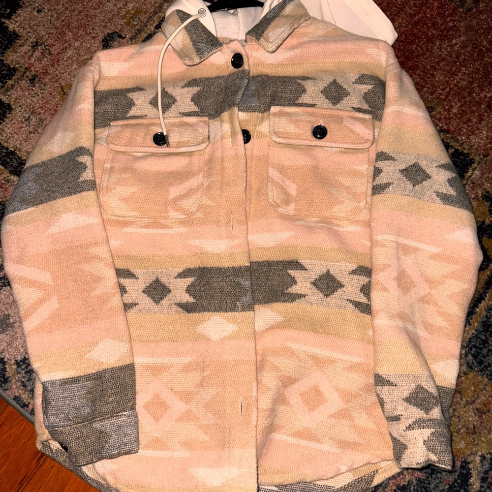 No Boundaries Geometric Button-Up Jacket